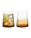 Anton Studio Designs Empire Double Old Fashioned Tumblers Amber, Set Of 2 In Amber