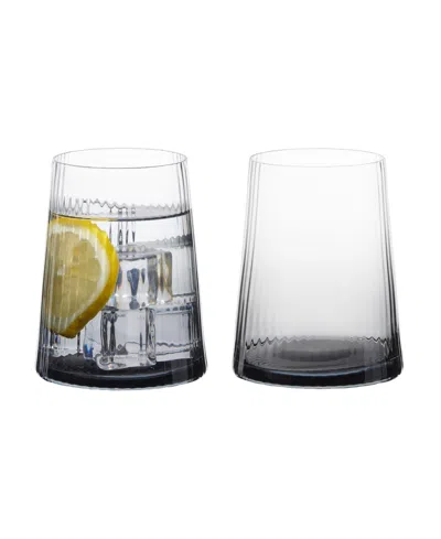 Anton Studio Designs Empire Double Old Fashioned Tumblers Smoke, Set Of 2