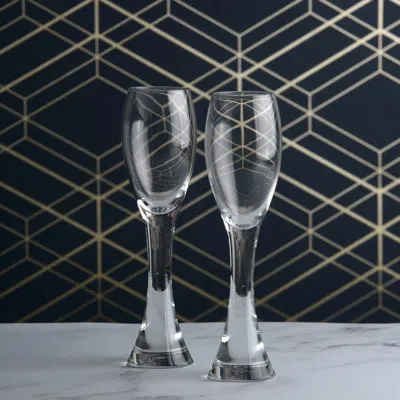 Anton Studio Designs Manhattan 8.5oz. Glass Champagne Glass Stemware Set In Clear