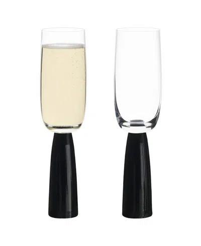Anton Studio Designs Oslo Champagne Flutes Black, Set Of 2