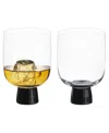 Anton Studio Designs Oslo Double Old Fashioned Tumblers, Set Of 2 In Black