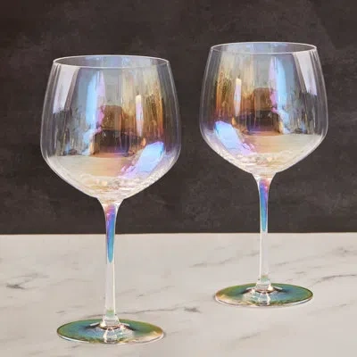 Anton Studio Designs Palazzo 25.25oz. Glass Gin Balloon Glass Stemware Set In Pearl