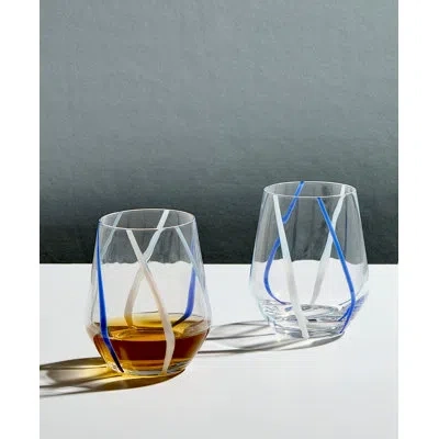 Anton Studio Designs Rio - Double Old Fashioned Tumblers / Stemless Wine Glasses In Azure