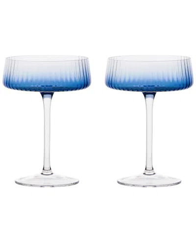 Anton Studio Designs Set Of 2 Empire Blue Champagne Coupes