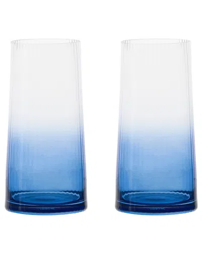 Anton Studio Designs Set Of 2 Empire Blue Highball Tumblers
