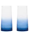 Anton Studio Designs Set Of 2 Empire Blue Highball Tumblers In Blue