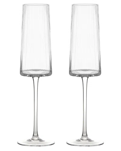 Anton Studio Designs Set Of 2 Empire Clear Champagne Flutes In Transparent