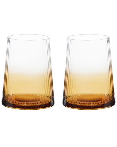 Anton Studio Designs Set Of 2 Empire Dof Tumblers In Brown