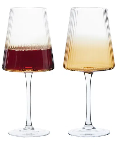 Anton Studio Designs Set Of 2 Empire Wine Glasses In Brown