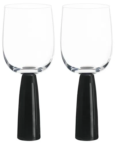 Anton Studio Designs Set Of 2 Oslo Wine Glasses In Black