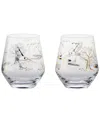 Anton Studio Designs Set Of 2 Skye Dof Tumblers/stemless Wine Glasses In Gold