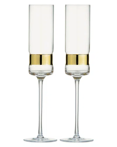 Anton Studio Designs Set Of 2 Soho Champagne Flutes In Gold