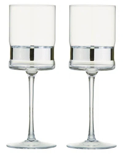 Anton Studio Designs Set Of 2 Soho Wine Glasses In Silver