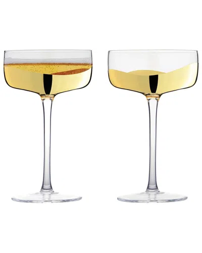 Anton Studio Designs Set Of 2 Wave Champagne Coupes In Gold