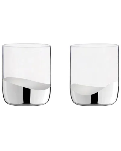 Anton Studio Designs Set Of 2 Wave Dof Tumblers In Silver