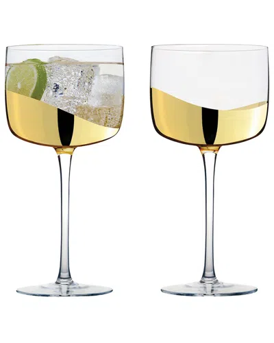 Anton Studio Designs Set Of 2 Wave Gin Glasses In Gold