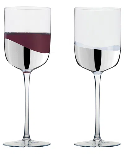 Anton Studio Designs Set Of 2 Wave Wine Glasses In Silver