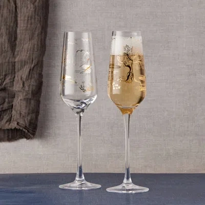 Anton Studio Designs Skye 8.5oz. Champagne Glass Stemware Set In Gold;clear