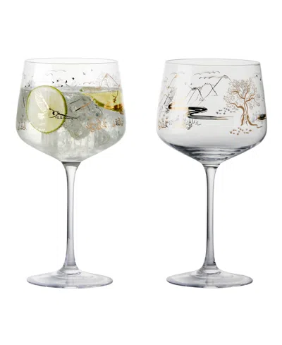 Anton Studio Designs Skye Gin Glasses, Set Of 2 In Gold