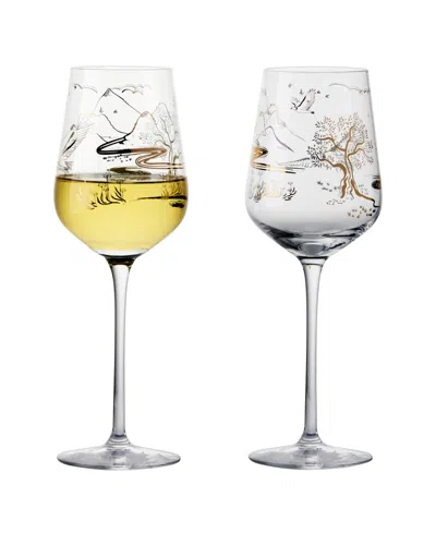 Anton Studio Designs Skye Wine Glasses, Set Of 2 In Gold
