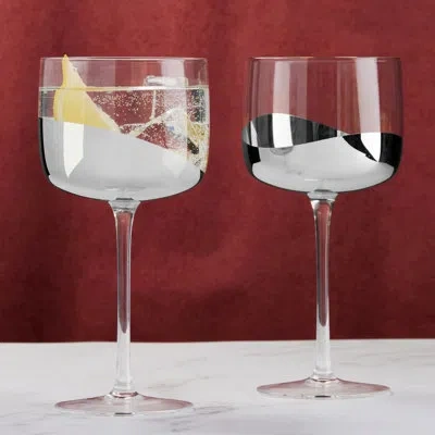 Anton Studio Designs Wave 18.5oz. Gin Balloon Glass Set In Silver