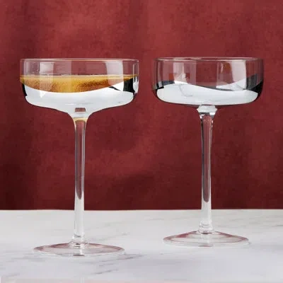 Anton Studio Designs Wave 8.5oz. Champagne Coupe Set In Silver