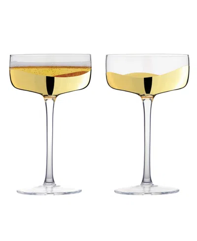 Anton Studio Designs Wave Champagne Coupes, Set Of 2 In Gold