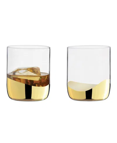 Anton Studio Designs Wave Double Old Fashioned Tumblers, Set Of 2 In Gold