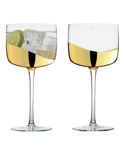 Anton Studio Designs Wave Gin Glasses, Set Of 2 In Gold