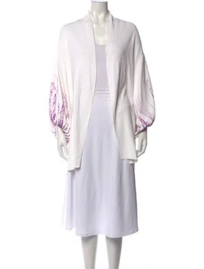 Pre-owned Antonella Rizza Printed Open Front Sweater In White