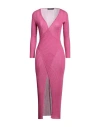 Antonella Rizza Woman Cardigan Fuchsia Size Onesize Viscose, Metallic Polyester In Pink