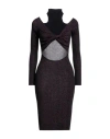Antonella Rizza Woman Midi Dress Fuchsia Size M Merino Wool, Viscose, Polyester In Pink
