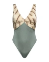 Antonella Rizza Woman One-piece Swimsuit Military Green Size M Polyamide, Elastane In Green