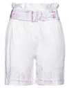 Antonella Rizza Woman Shorts & Bermuda Shorts White Size L Viscose, Cotton