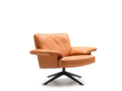 Pre-owned Antonella Scarpitta De Sede Ds-31 Armchair In Teak Leather Upholstery By  In Orange