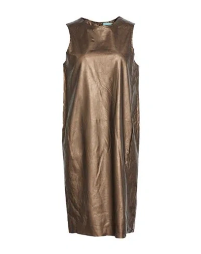 Antonella Valsecchi Woman Mini Dress Bronze Size L Polyester In Yellow