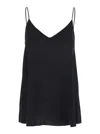 Shop Antonelli 'abe' Black Sleeveless Top With Spaghetti Straps And V Neck In Silk Stretch Woman