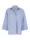 Antonelli 'alighieri' Blue Shirt With V Neck And Wide Sleeves