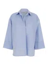 Antonelli 'alighieri' Blue Shirt With V Neck And Wide Sleeves In Blue