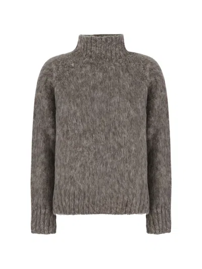 Antonelli Anatolia High-neck Brushed Sweater In Gray
