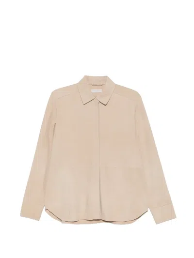 Antonelli Andrew Suede-finish Leather Shirt In Neutral