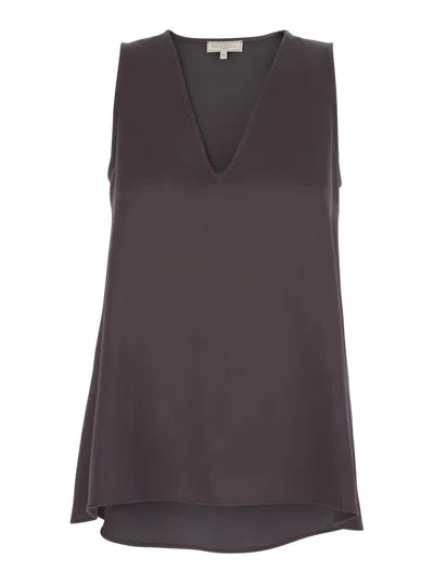 Antonelli Angelica Violet Sleeveless Top With V Neck In Viscose Blend Woman In Purple