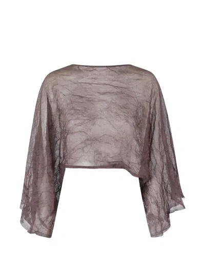 Antonelli Arnica Crinkled-finish Cropped Blouse In Brown