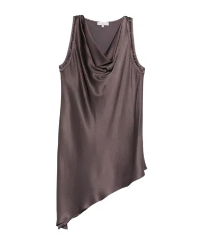 Antonelli Becky Embellished Cowl-neck Blouse In Purple