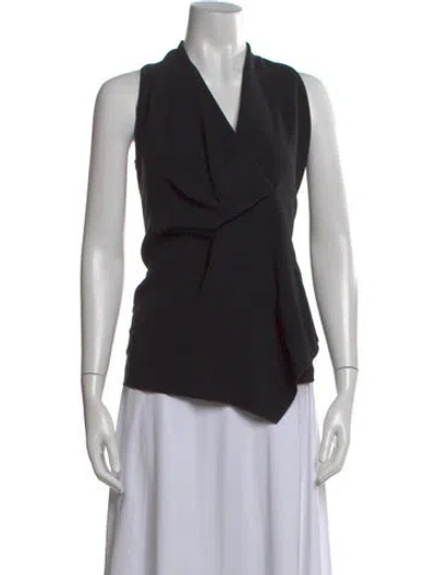 Pre-owned Antonelli Asymmetrical Sleeveless Blouse W/ Tags In Black