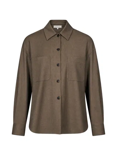 Antonelli Azalea Oversized Chest-pocket Shirt In Brown