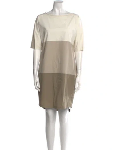 Pre-owned Antonelli Bateau Neckline Knee-length Dress In Neutral