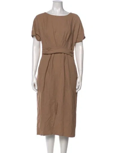Pre-owned Antonelli Bateau Neckline Midi Length Dress W/ Tags In Neutral