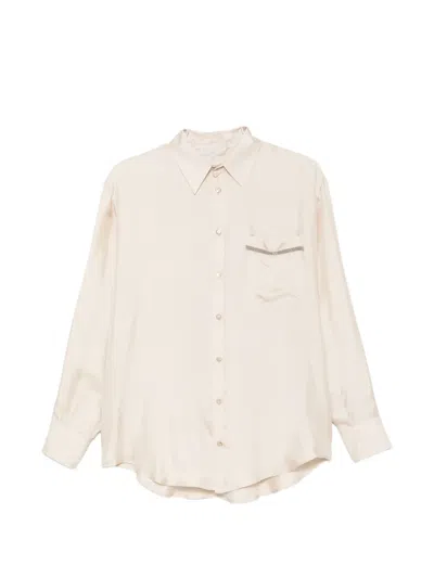 Antonelli Beaded-trim Pocket Shirt In Neutral