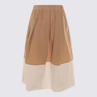 Antonelli Beige And White Cotton Skirt In Multicolor